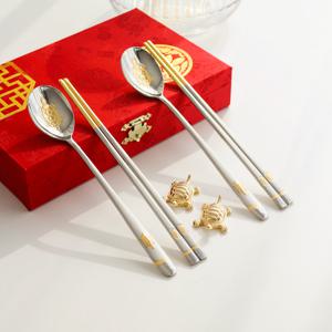 (특)황금 장수 거북 금수저세트(거북수저받침+비단케이스)