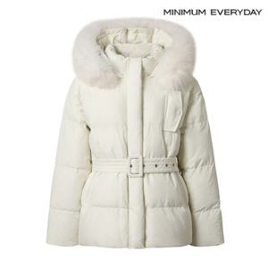 정상가:239,000원 l  에브리데이]내추럴 퍼 후드 벨티드 패딩 점퍼 (EA4JJ021D)