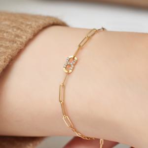 14K 18K 클레어 클립체인 팔찌 CLBDB541 큐빅 레이어드