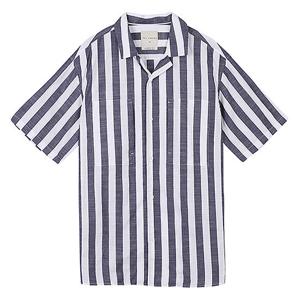 남성 5부 코 오버핏 스트라이프 셔츠 (T192SH340P)