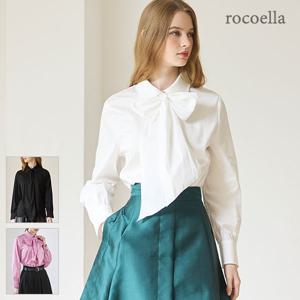 플린 리본 타이 셔츠형 블라우스