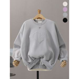 [하프클럽] 프레코 기모 자수 하트 레터링 맨투맨_MNTG469