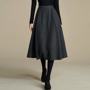 헤링본모직플레어스커트 mde2302627