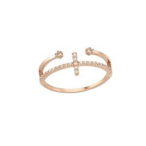 [GB] 브라운 다이아 포인트 십자가 14K GOLD 반지 LRF17001D