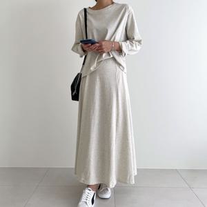 [엘브랜드] 코지 긴팔 투피스 세트/스커트/면100