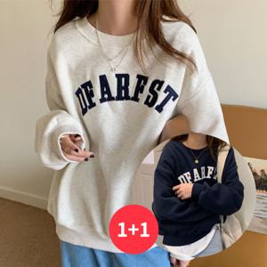 [브리치]  /     1 + 1  캐주얼 레터링 긴팔 티셔츠 맨투맨 NT1233