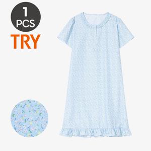 여성 반팔 원피스 잠옷 롱원피스 홈웨어 시원한 여름용 예쁜 프릴 잠옷선물