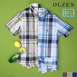 린넨 체크 반팔 셔츠 (ZOD2WC1352)