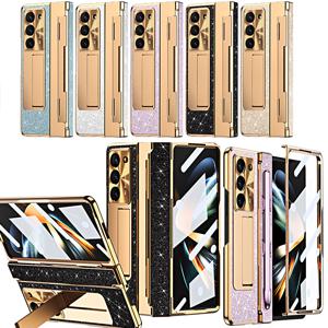 갤럭시 z폴드 7 6 폴더 글리터 메탈 스탠드 그립 힌지 보호 전면 풀커버 슬림 하드 펜 케이스