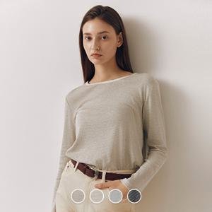 지오다노 여성 가을 라운드넥 스트라이프 긴팔 면 티셔츠 325954