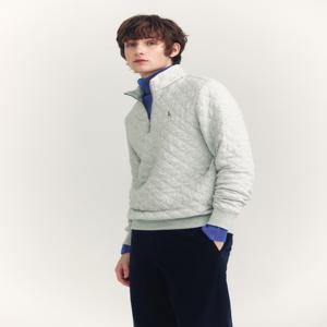 남성 [[24FW]] HZTS4D385G1 그레이 퀼팅 하프집업 맨투맨