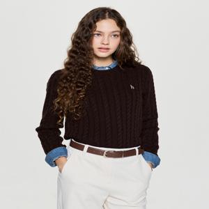 헤지스 여성 [[25FW]] HSSW5DC85W2 [시즌오프]캐시미어 블렌디드 케이블 풀오버 브라운