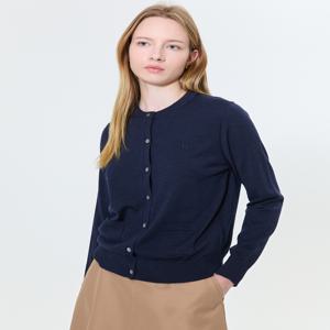 헤지스 여성 [[24FW]] WSSW4D8C1N2 [가격인하][스테디셀러][울100%] 네이비 로고자수 라운드넥 가