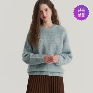 [브리치] 더 소재 /  단독  여성 라운드넥 나그랑 루즈핏 보카시 니트 (4color) (SJK25023)