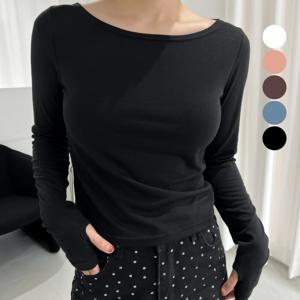 [브리치]  / 1 + 1 기모 보트넥 핸드워머티셔츠 핑거홀 손가락고리티