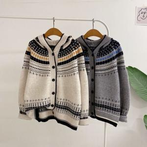 [브리치]  / 숄디 노르딕 패턴 후드 버튼 가디건(2color)