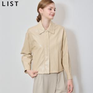 (LIST)] 네이처 밑단 스트링 레더 점퍼 (택가격: 398000원)