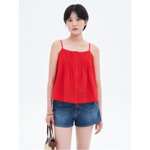 레드 슬리브리스 블라우스  레드 (115765AY26)