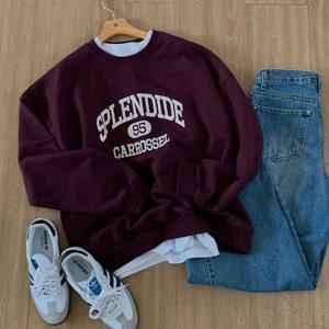 [브리치]  /  가을맨투맨 캐리 레터링 봄 가을 긴팔 맨투맨 3color