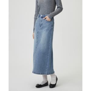 [BEIGE]뒷트임 데님 롱 스커트 [PR7DS201]