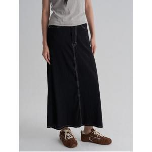 주름지 롱 스커트 - 블랙 (355727LPJ5)