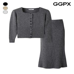 스퀘어 니트 가디건 앤 머메이드 스커트 투피스 (GP1OP012F)