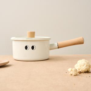 콩알이 법랑 편수 냄비 16CM 아이보리