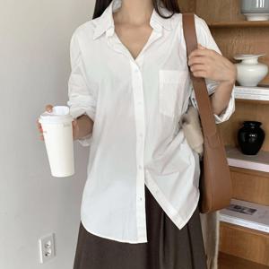 [다잇템] 여성 면원단 미니멀리즘 빅사이즈 흰색 남방