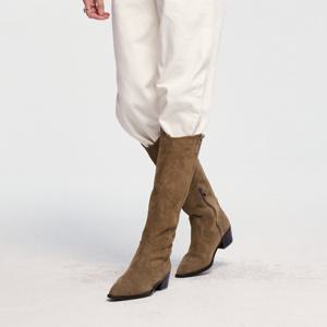 [리퍼브][정상가:216,000원] KM012L 핸드메이드 카우레더 웨스턴 스웨이드 롱 부츠 천연가죽 verㅣ3Colors