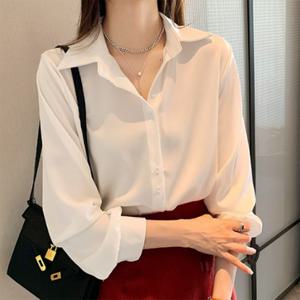 기본남방 여자 찰랑핏 긴팔 무지 흰색 셔츠