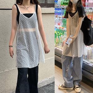 스펜더 레이스 시스루 자수 레이어드 y2k 발레코어 원피스