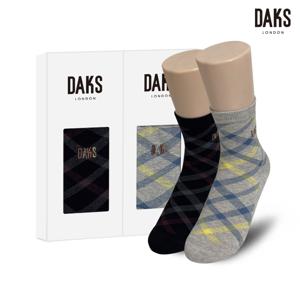 양말 숙녀 2족 선물세트 면중목 사선체크 25404