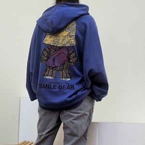 [하프클럽/모노무드] 루즈핏 여성 SMBAER 기모 후드 맨투맨 티셔츠 ob24475