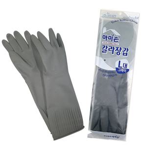 마미손 라텍스 목긴 작업용 주방용 고무장갑 대 회색 작업용장갑 칼라고무장갑
