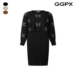 핫픽스 리본 니트 세트 골지 원피스 (GP9ST013F)
