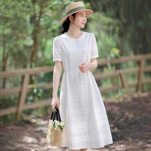 [브리치] 제로투올샵2 / 여성 여름 흰색 반팔 롱 원피스 슬림핏 화이트 M