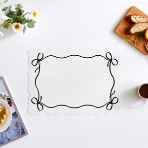 리본프릴 사각 실리콘 식탁매트 화이트