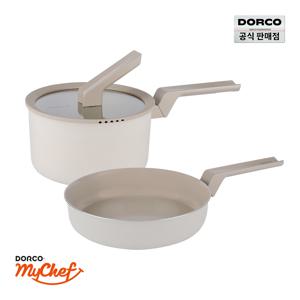 마린 베이지 IH 인덕션 세라믹 프라이팬 냄비 2종 세트[편수20+팬26]