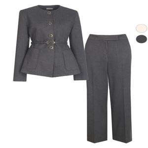 SET 여성 겨울 주머니 정장벨티드 울자켓+팬츠 세트