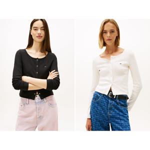 여성 리브 스냅 버튼 롱 슬리브 티셔츠 T32G0TTO01TWT2