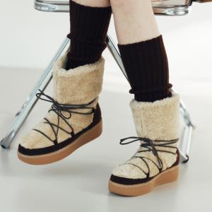 [리퍼브][정상가 176,000원] 4Colors_스웨이드 패디드 & 램 시어링 스노우 앵클 부츠 2Type I KM136