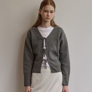 Ribbon point knit cardigan - Charcoal [BE23FKN001CCF-]