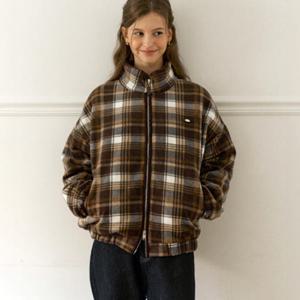 [아워호프] Penny Check Fleece Zip-Up Jacket - Brown [H25WT-OT08-BRO]