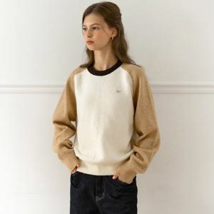 [아워호프] Two-tone Wool Raglan Knit - Beige [H25WT-KN09-BEI]