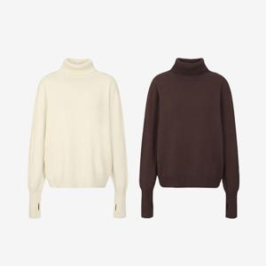 [신상품]3D 니트 코튼실크 핑거홀 터틀넥 풀오버_FT9600