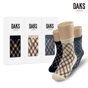 양말 숙녀 3족 선물세트 면중목 얇은사선체크 26403