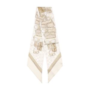 스택드 태비 백 프린트 스키니 실크 스카프 CAS77 CHALK