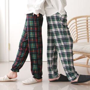 [하프클럽/서울양말]남자 여성 체크 심플 피치 기모 팬츠 커플 파자마 이지웨어 홈웨어 잠옷바지