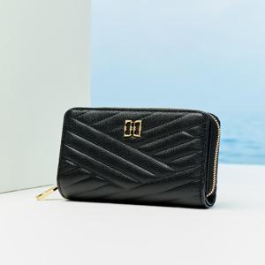 [선물포장] 블랙 칼라일 엠보 가죽 골드DD 지퍼돌이 2단 반지갑 DCWA5E216
