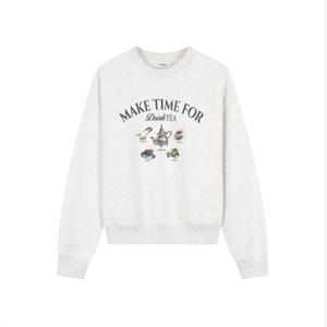 여성 더블니트 크롭 그래픽 맨투맨 티셔츠 PHF4TR2220